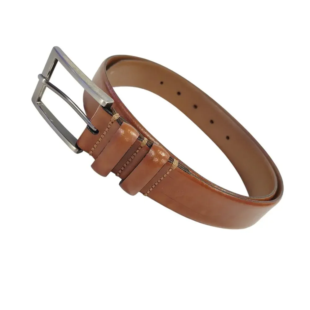 Joseph Abboud Genuine Leather Belt Men’s 34 Cognac Brown Hand Crafted in Italy